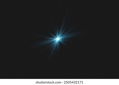 Flash of a bright star. Light rays of light. On a transparent background.	
