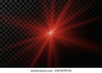 Blitz eines hellen Sterns. Lichtstrahlen. Auf transparentem Hintergrund.	
