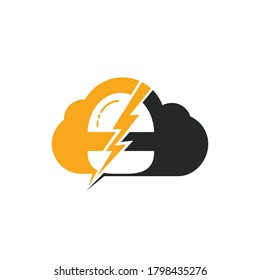 Flash burger vector logo design. Burger with thunderstorm and cloud icon logo.