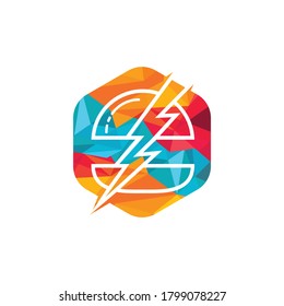 Flash burger vector logo design. Burger and thunderstorm icon logo.