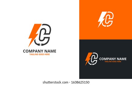 Flash C Letter Logo Icon Template. Illustration vector graphic. Design concept Electrical Bolt With Initial C Letter Logo Design. Perfect for corporate, technology, initial , community and more techno