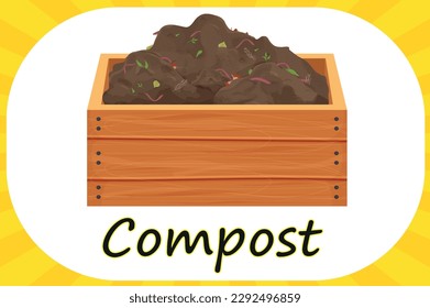 Flash card: Compost: about Earth Day Items from the Garbage Bin: Organic Food to Make Compost  