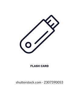 icono de la tarjeta flash. Icono de tarjeta flash de línea delgada de la colección de hardware y equipos. Vector de contorno aislado en fondo blanco. El símbolo de la tarjeta flash modificable se puede usar en la web y en el móvil