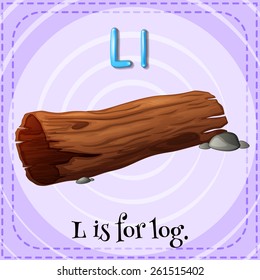 Flash card letter L is for log