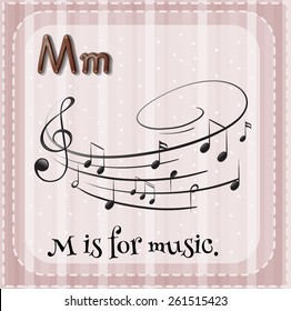 Flash card letter M is for music