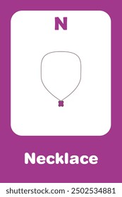 Flash Card Necklace letter N for Toddler and Children education