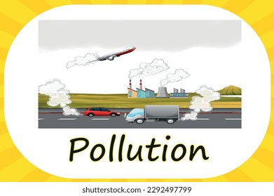 Flash card: Pollution: About Earth Day Items from the items that make pollution—in air, in water