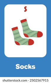 Flash Card Socks letter S for Toddler and Children education