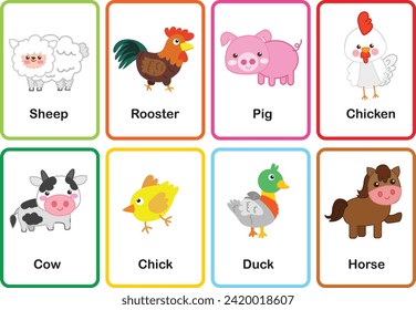 Flash cards Farm animals memory game cards