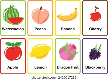 Flash cards  Fruits memory game cards