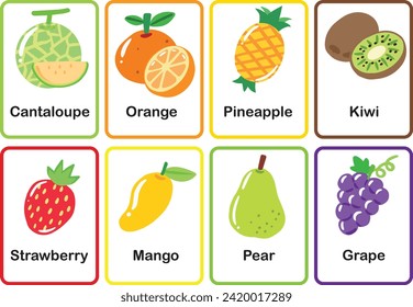 Flash cards  Fruits memory game cards