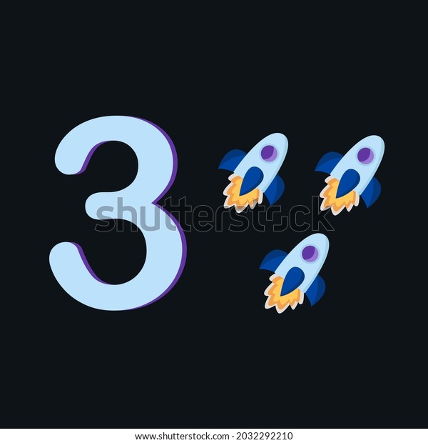 Flash Cards Illustration Rockets Showing Number Stock Vector (Royalty ...