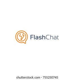 Flash Chat Logo design vector. Chat logo