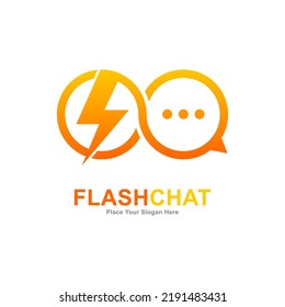 Flash Chat Logo Vector Logo Design. Suitable For Business And Sosial Media