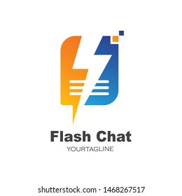 flash chat message logo icon vector illustration design
