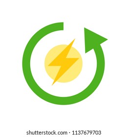 Flash and circle arrow, Clean Energy Flat icon
