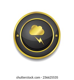 Flash Cloud Gold Vector Icon Button
