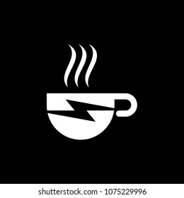 Flash Coffee, Coffee Cup With Thunder, Logo Template Ready For Use
