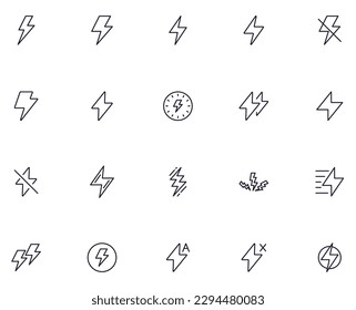 Flash concept. Flash line icon set. Collection of vector signs in trendy flat style for web sites, internet shops and stores, books and flyers. Premium quality icons isolated on white background 