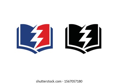 flash concept on book for electric logo template or power icon ready to use