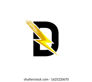 Flash D Letter Logo, Digital Data Electrical Bolt Logo Vector