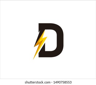 Flash D Letter Logo, Electrical Bolt Logo Vector