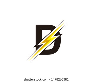 Flash D Letter Logo, Electrical Bolt Logo Vector