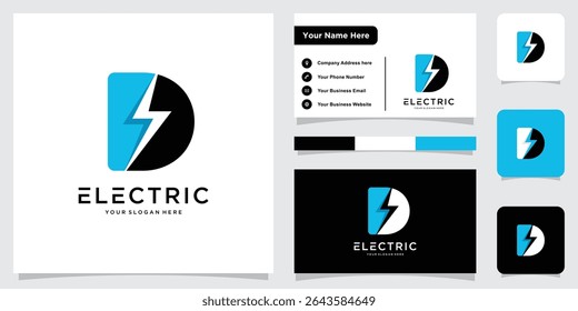 Flash D Letter Logo, Electrical Bolt Logo Vector