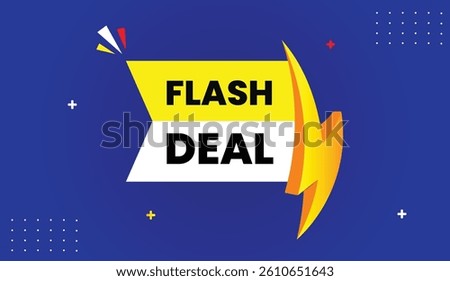 Flash deal banner editable template design featuring yellow white shapes thunder vector art illustration with a light blue gradient background for eye-catching promotional offers