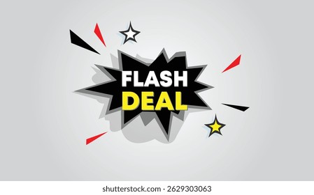 Flash deal editable web banner icon vector illustration design black yellow shapes light gray gradient background modern business template abstract sale promotion marketing digital ad creative layout