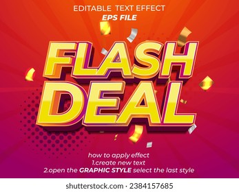 flash deal  text effect, font editable, typography, 3d text. vector template