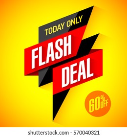 Flash Deal, Today Only Flash Sale Special Offer Banner Vector Illustration