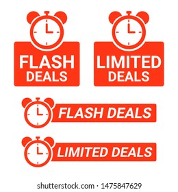 Flash Deals Limited Time Deals Sale Icons Labels Flat Design Vector