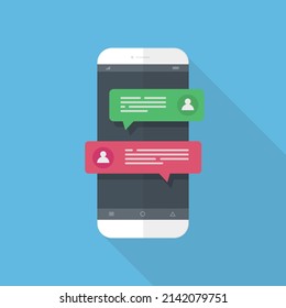 Flash Design with chat messages on the smart phone screen ,vector design Element illustration