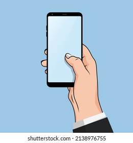 Flash Design style hand holding the smartphone with Blank on screen ,vector design Element 