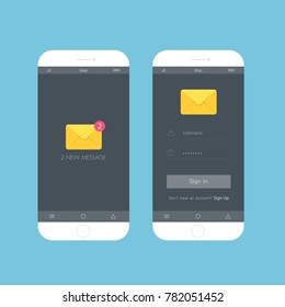 Flash Design style the smartphone with e-mail application on screen ,vector design Element illustration