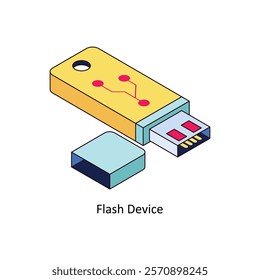 Flash Device isometric Colored illustration. EPS File stock illustration