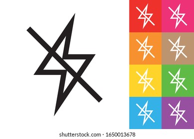 Flash Disabled. Line Icon With Different Color Background.
