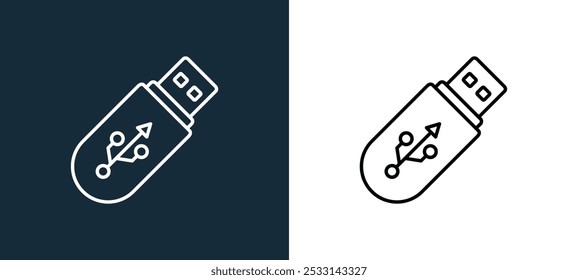 flash disk icon isolated on white and black colors. flash disk outline linear vector icon from office stationery collection for mobile apps, web and ui.