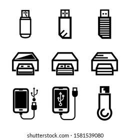 flash disk icon isolated sign symbol vector illustration - Collection of high quality black style vector icons
