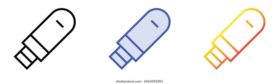 icono de flash disk. Diseño de estilo de relleno lineal, azul y degradado aislado sobre fondo blanco