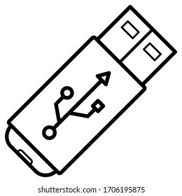 Flash Disk Icon in modernem Umriss Stil Design. Flache Vektorgrafik einzeln auf weißem Hintergrund. 