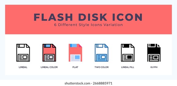 Símbolo del icono del disco flash. ilustración del logotipo con diferentes estilos
