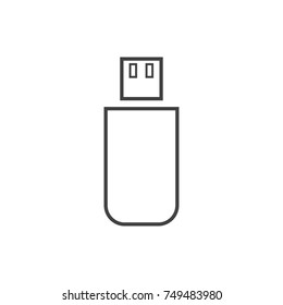 Flash disk icon or usb on laptop pc with outline simple easy