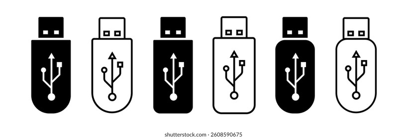 Flash disk sign and symbol. Usb icon vector. Flash disk icon. USB pendrive vector icon set.