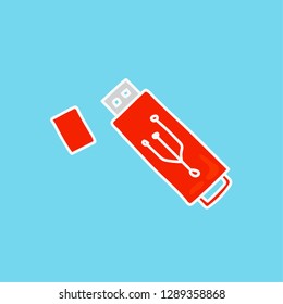 flash disk vector. hand drawn icon. data storage illustration. editable stroke.