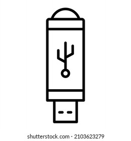 Icono De Esquema Del Vector De Flash Disk Aislado En El Fondo Blanco