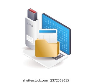 Flash disks store computer data effectively  flat illustration concept