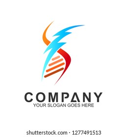 flash DNA logo design, DNA symbol with thunder shape