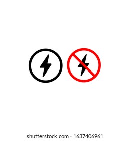 flash and do not use flash sign icon in vector